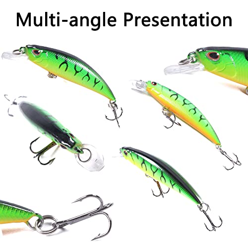 Jerkbait Fishing Lures Jerk Baits for Bass Fishing Jerk Bait Minnow Lures with Tackle Box for Freshwater Saltwater,10pcs - color: A-3.15in/0.32oz-10pcs