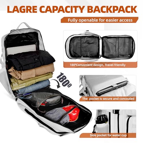 LUPU TACTICAL 45L Backpack for Men and Women 3 Days Assault Pack Outdoor Travel Hiking Camping Rucksack with Molle Webbing (White)