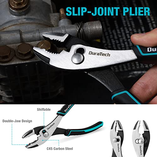 DURATECH 4-Piece Pliers Set, 8" Long Nose, 8" Slip Joint, 8" Groove Joint and 8" Adjustable Wrench, for Home Use