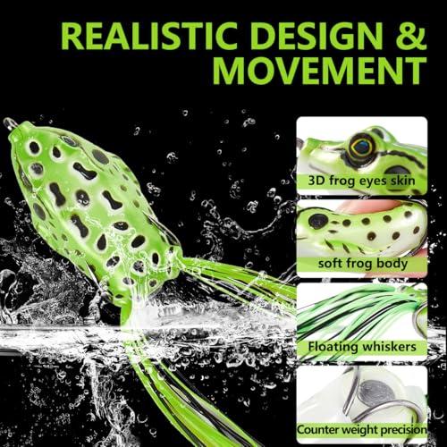 5PCS Frog Lure Kit - Topwater Fishing Lures for Pike, Snakehead & Freshwater Fish | Soft PVC Baits with Weedless Hooks - Perfect for Dense Vegetation | Ideal Lure Set for Anglers inSaltwater - color: 5pc, 3.67in/0.46oz, size: 2.165in/5.5cm