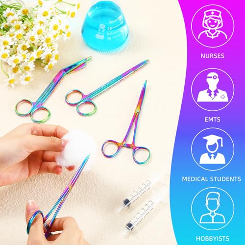 BBTO Hemostat Curved and Straight Hemostat Forceps Piercing Pliers Forceps, Stainless Steel Straight and Curved Pliers, Fishing Tweezer(Colorful,4 Pcs) - color: Colorful