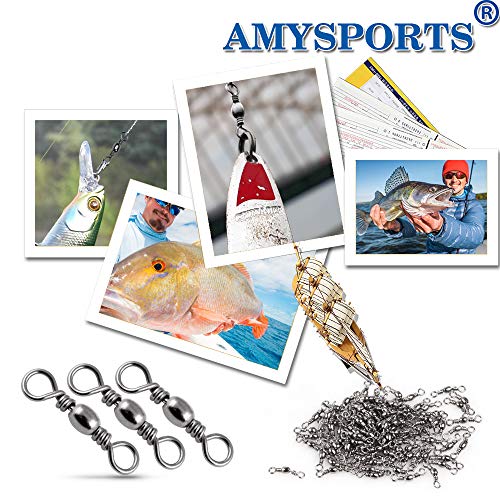 AMYSPORTS High Strength Fishing Swivels Barrel Solid Ring Barrel Fishing Swivel Rolling Fishing Tackle Line Connector Saltwater Freshwater Stainless Steel Accessories - size: Size12 (31lb) 100 pcs