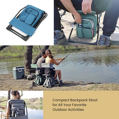Arrowhead Outdoor Multi-Function 3-in-1 Compact Camp Chair: Backpack, Stool & Insulated Cooler, w/Bottle Holder & Storage Bag, External Pockets, Backrest, Fishing, Hiking, Heavy-Duty, USA-Based | Stool and Insulated Cooler, Bottle Holder and Storage Bag,