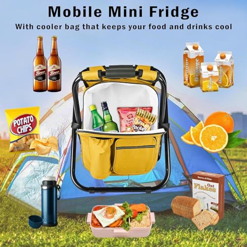 Kikerike Backpack Stool Cooler Chair Heavy Duty 300 LBS Max Load Portable Lightweight Stool Backpack Folding Fishing Cooler Seat for Camping Hunting Fishing - Yellow - color: Yellow