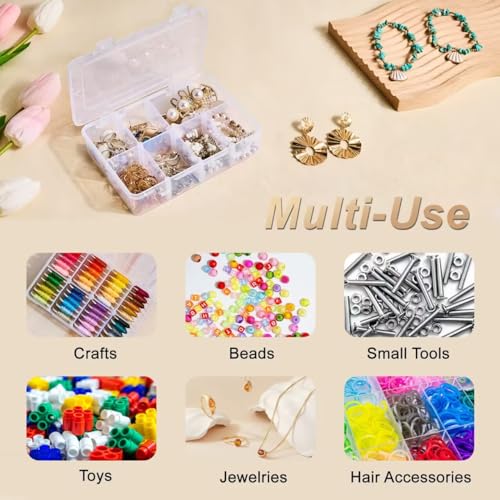 Mauproy 4 Pack 8 Grids Bead Organizer and Storage, Clear Plastic Storage Containers with Removable Dividers and Labels Small Tackle Box Organizer for Jewelry Crafts Electronics Small Parts - style: 8 Grids - 4 Pack