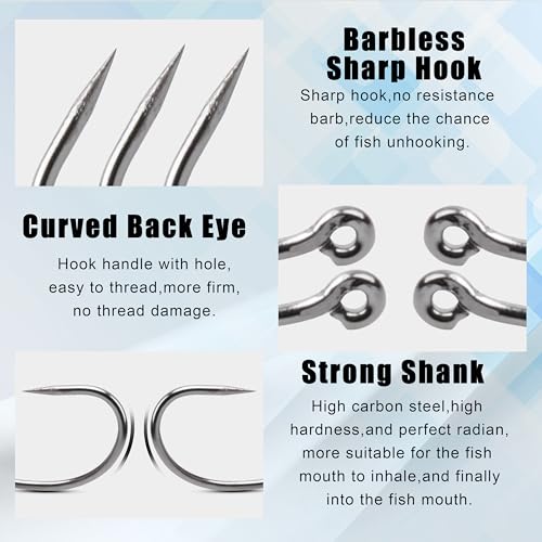 Shaddock Fishing Barbless Carp Fishing Hooks, Circle Curve Shank Crank Fly Tying Hooks High Carbon Steel for Hair Bait Rigs Freshwater Saltwater - size: 6#, style: 160pcs