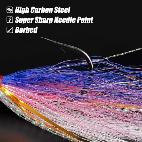Bucktail Jigs Saltwater Fishing Lures, 5pcs Premium Bucktail Hair Jigs Head Saltwater Striper Lures for Bass Flounder Bluefish Halibut Redfish Surf Fishing 1/4oz 1/2oz 1oz 1.5oz 2oz - color: Green/White, size: 1.5oz