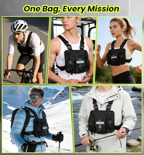 Sports Chest Pack for Men Women, Running Vest Bag Reflective Gear, Tactical Vest, for Cycling Hiking Skiing Camping Fishing Gym Workouts Dog Walking