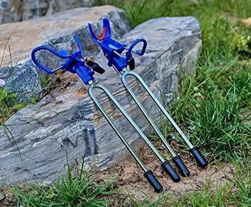 DZrudun Fishing Rod Holder for Ground, Fishing Pole Holders for Ground 2/4PCS, Rod Holders for Bank Fishing with Long Drill Stake Rod Stand for Shore, Beach, Mud, Catfish, Gift for Men,360° Adjustable - style: 2 Pack Blue Fishing Rods Holder