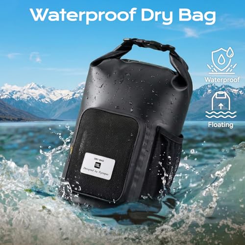 20L Waterproof Dry Bag with Bottle Holder & Mesh Pocket, 500D PVC Tarpaulin Roll Top Dry Sack with Inner Waterproof Adsorption Film, Large Dry Storage Bag for Kayaking, Camping, Beach, Boating - size: 20L