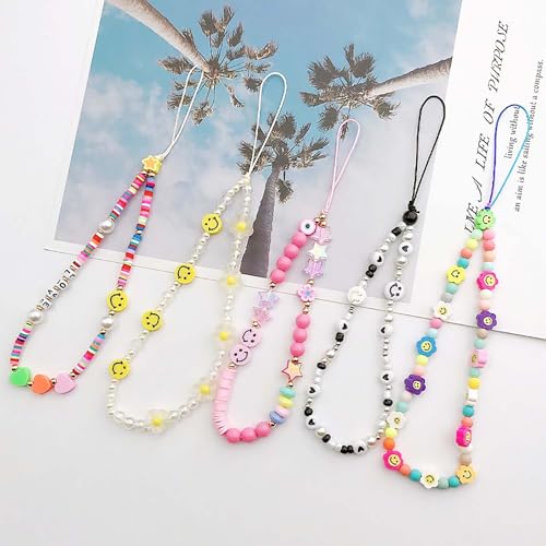 Beaded Phone Lanyard Wrist Strap Phone Charms Fixed Beads Pearl Chain - color: PC-xl-2