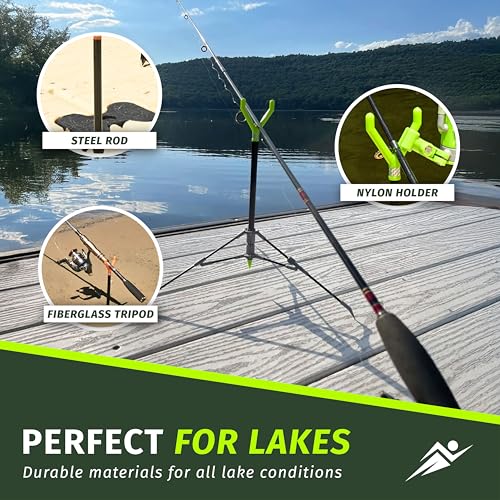 FISHIN' STIX Ready to Fish Kit - Includes 30" Rod Holder, All Terrain Stand Tripod and Bite Alarm - style: Green