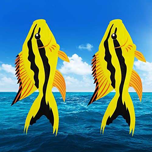 Fish Windsock | Heavy Duty Outdoor Wind Sock for Gardens, Patios, and Decks - color: yellow