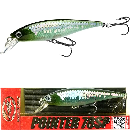 LUCKY CRAFT Pointer 78SP Fishing Lures, 3" Freshwater Bass & Trout Lures, Suspending 4ft-5ft Depth, Jerkbait, Bass Fishing Gear and Accessories, Ghost & Aurora - color: 489 MS Clear Lake Hitch