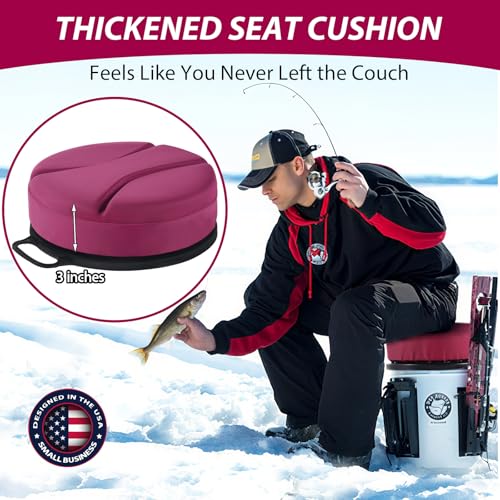 5 Gallon Bucket Seat with 3" Thick Seat Foam Cushion, 360°Swivel Bucket Lid Seat, Waterproof & Silent Bucket Seats for Dove Duck Hunting, Ice Fishing, Baseball, Camping - color: Burgundy