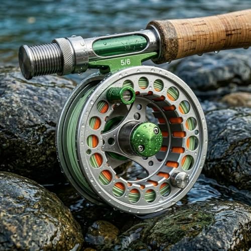 Fly Fishing Reel with Aluminum Alloy Body 5/6wt Die Cast Pre-Loaded Fly Reel with Line Combo for Trout Bass Carp Pike Panfish - color: Green