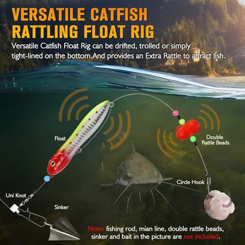 Dovesun Catfish Float Rigs with Catfish Rattles Rattling Catfish Tackle for Bank Fishing Santee Rig 6PCS - color: B-Catfish Rattling Floats * 6PCS