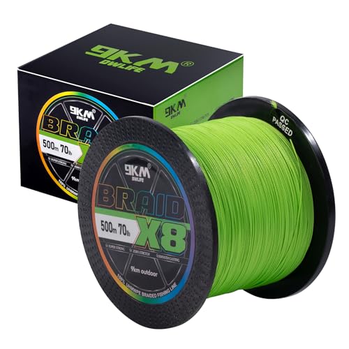 9KM DWLIFE Braided Fishing Line 8LB-120LB Dyneema Fishing Line, Zero Stretch & Anti-Bite Coating for Freshwater/Saltwater Fishing 4/8 Strands - color: Green, size: 150m（164Yards)-120lb(8 Strands)