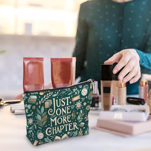 Book Lovers Gifts For Women, Reading Makeup Bag, Reading Cosmetic Bag For Book Lovers, Book Toiletry Pouch With Zipper, Birthday Christmas Gifts For Women, Green Travel Toiletry Bag - color: Chapter