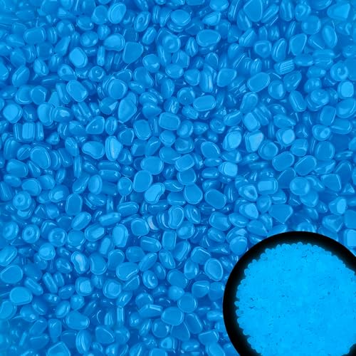 500pc Blue Glow Stones Glow in The Dark Pebbles Blue Fish Tank Rocks Luminous Stones for Walkway Pathway Backyard Glow in The Dark Rocks Outdoor Glowing Rocks for Garden Aquarium Lawn,Blue - size: 500, style: Blue