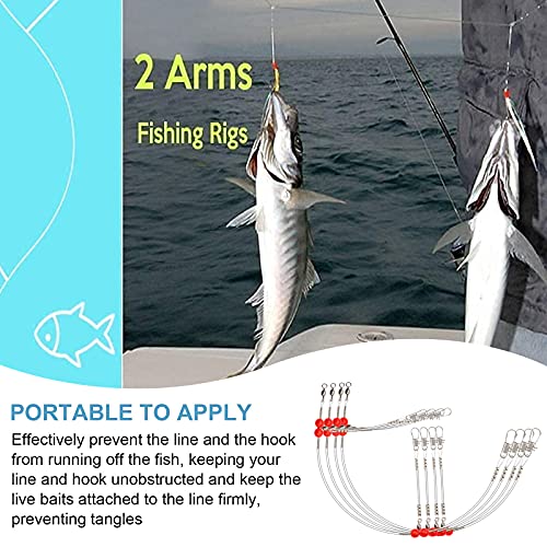 YOTO Fishing Leaders,Saltwater Tackle Rig with Swivels Snap, High-Strength Fishing Wire Gear Equipment for Lures Bait Or Hooks,1Arm and 2Arm - color: White Nylon Leaders, style: 2arm，24pack