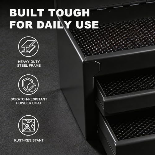 BIG RED Mini Steel Tool Box with Drawer, Small Metal Tool Box Organizer | Lockable Top Storage, Multi-Purpose Portable Tool Box Organize for Desk, Home, Garage, desk or Workbench, Black - color: Black, size: 10.7in