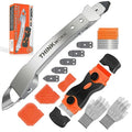 THINKWORK Caulking Tool Kit, 4 in 1 Caulk Remover Tool, Stainless Steel Caulk Tool for Kitchen Bathroom Window Sink Tile Joint, Silver - color: Silver-2