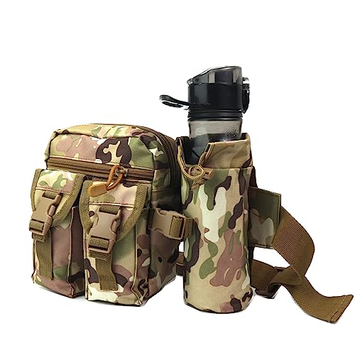 Fanny Pack Tactical Water Bottle Waist Pack Military Fanny Packs MOLLE Army Waist Bag Utility Hip Belt EDC Pack Bag for Outdoors Traveling Camping Hunting Running Cycling Fishing Dog Walking (CP) - color: CP