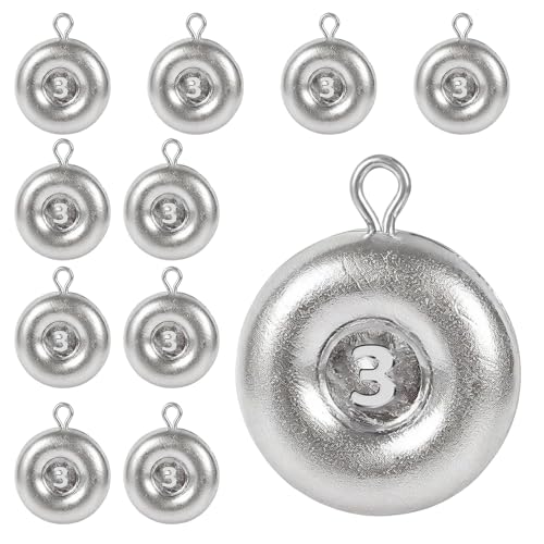 Disc Sinkers Lead Fishing Weight, Coin Sinkers for Saltwater Freshwater Fishing Weight, Surf Fishing Trolling Catfishing Weight Tackle 1oz 2oz 3oz - size: 3oz-10pcs