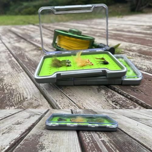 Aventik Fly Fishing Boxes Silicone Super Slim Fishing Storage Fishing Tackle Case Waterproof Best Pocket Sizes 7.36"X4.02"X0.63"/5.39"X3.74" X0.63''(1pcs-g048mb) - style: 1PC-G048MB:5.39"X3.74" X0.63"
