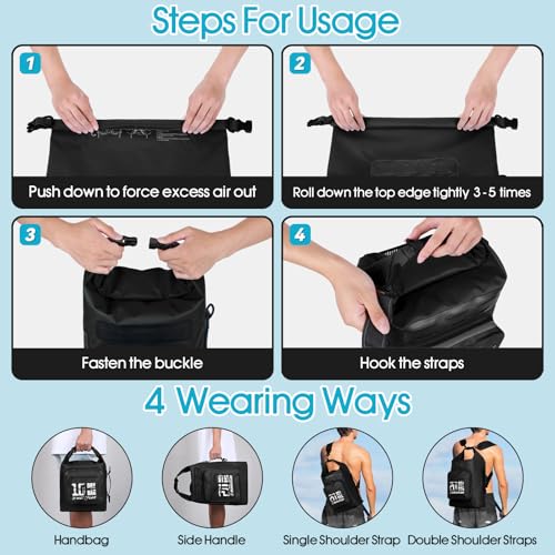 MORXPLOR Dry Bag Waterproof,5L/10L/20L/30L/40L/55L Roll Top Dry Bag Backpack with WaterProof Phone Case for Swim,Kayak - color: Black, size: 30Liter
