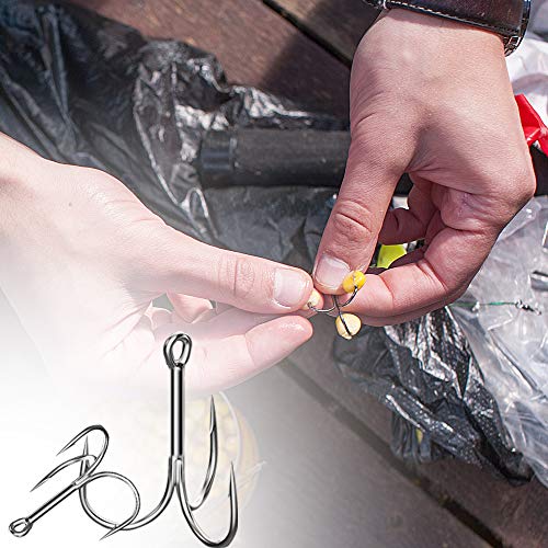 Drasry Fishing Treble Hooks Set for Saltwater Freshwater Size 1/0 to 16 High Carbon Steel Different Fish Hook 50pcs/Box - color: Silver, size: #8 to #16 Small