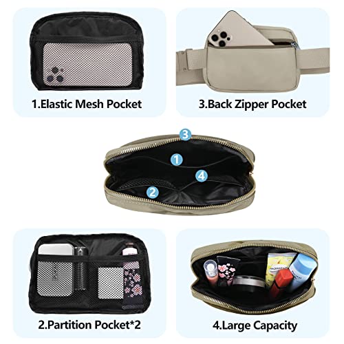 VOROLO Fanny Pack For Women And Men Crossbody Bag Belt Bag | Adjustable Strap Graduation Gifts Lightweight Travel Running - color: Black+Wood Grey