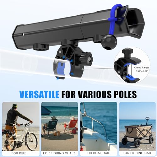 VEXPLO Fishing Rod Holder for Bike, Easy On & Off Fishing Rod Holder for Bicycle, Ebike, Scooter, Moped, Golf Cart, ATV During Pole Transporting