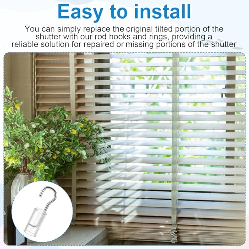 2 Set Wand Wire and Sleeve Collar for Horizontal Blinds, Horizontal Blinds Replacement Parts with Hook, Mini Blind Repair Kit with 1" Square Headrails, Window Opener Accessory for Vertical Blind