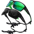 STORYCOAST Polarized Sports Sunglasses for Men Women Unbreakable Frame Cycling Fishing Driving - color: 2pack Black+green