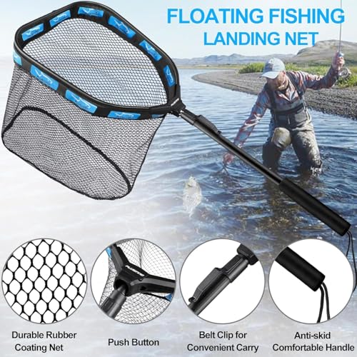 PLUSINNO Fishing Backpack with Fishing Gear Fish Net & Rod Holders Tackle Box, 42L Large Water-resistant Tackle Bag Store - color: Black Camouflage With Net