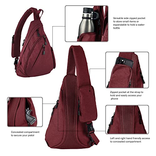 JESSIE & JAMES Peyton Crossbody Sling Backpack Concealed Carry Purse For Women Men Outdoor Chest Bag Shoulder Backpack - color: Red