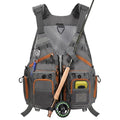 Gonex Fly Fishing Vest for Men Women, Comfortable Adjustable Fishing Vest with Multi-Pockets Reflective Stripes - color: Gray+brown