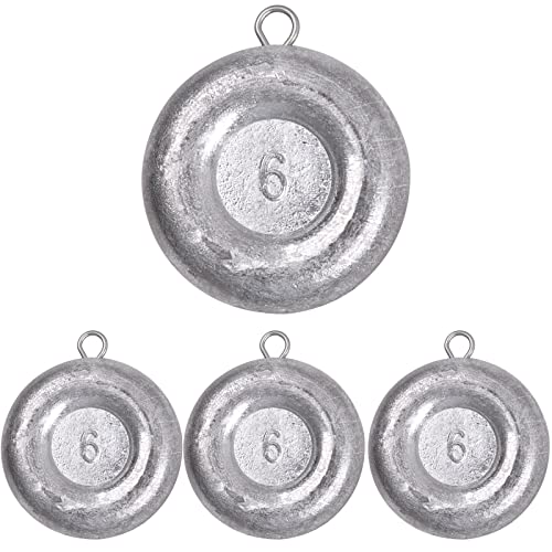 Disc Sinkers Fishing Weights Coin Sinkers Saltwater Surf Fishing Weights Bottom Fishing Drifting Trolling Catfishing Fishing Sinkers Weights Saltwater Tackle 1oz 2oz 3oz 4oz 5oz 6oz 8oz - style: 6oz-4pcs