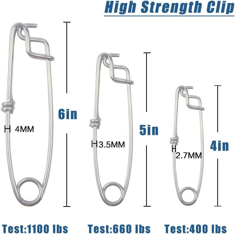 Longline Fishing Snap Clips 6PCS Stainless Steel Strong Long Line Clips Branch Hanger Floatline Tuna Clips Fishing Tackle Connector 4in 5in 6in - size: 5inch-6pcs