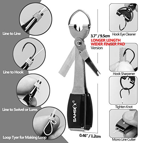 SAMSFX Fishing Zinger Retractors Retractable Tape Measure with Fly Fishing Knot Tying Tool Combo - color: Tape Measure Retractors & Silver Nail Knot Tying Tool, Black Grip