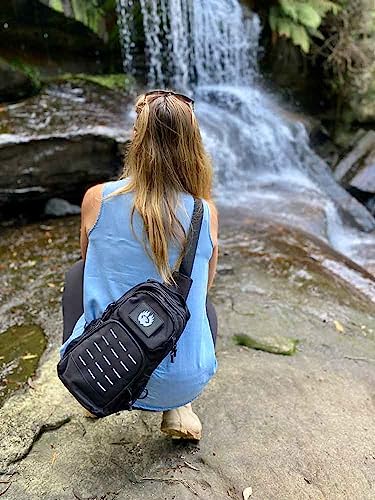TORCH Sling Bag Single Shoulder Crossbody Backpack Urban Outdoor Sports Military Style MOLLE Travel Pack for EDC Gear V2 Black - color: Black