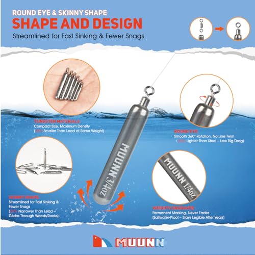 10 Pack Tungsten Skinny Drop Shot Weights, Pencil Sinkers with Round Eye for Free Rig & Finesse Bass Fishing, Drop Shot Rig Weights - color: Plain(Natural), size: 5/8oz - 3 Pack