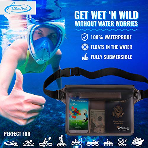 AiRunTech Waterproof Fanny Pack,Phone Pouch Dry Bag for Passport Wallet Purse,Floating Waterproof Bags for Travel Beach Swimming Kayaking Boating Cruise Accessories - color: Gray + Black