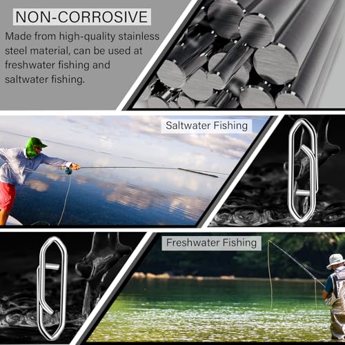 Atibin Stainless Lock Snaps Swivel Steel Saltwater Connector Fishing Snap Line High Strength Fishing Clip Power Lure Connector - color: White, size: Size2 (68lb) 50 pcs