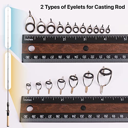OJYDOIIIY Fishing Rod Eyelet Repair Kit Complete, Emergency Quick-Fix Fishing Pole Eyes Replacement Kit with Stainless Steel Guides for Spinning/Casting Rod - color: Casting