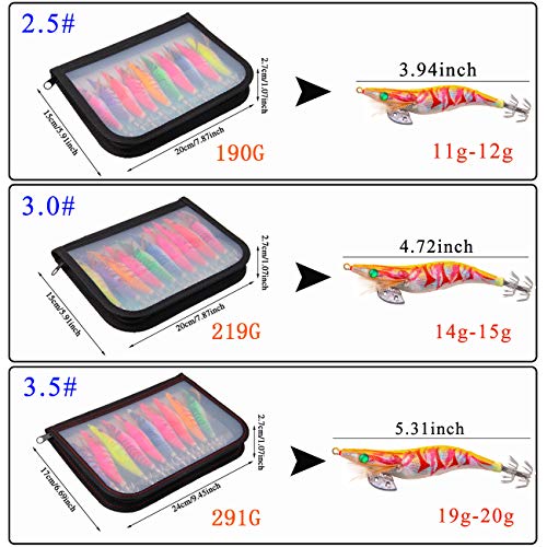 Squid Jigs Saltwater Shrimp Fishing Lures 10pcs Glow Squid Jig Baits Artificial Luminous Fishing Lures Kit for Octopus Cuttlefish - size: 3.5#-10PCS
