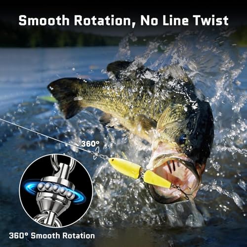 FishTrip Fishing Ball Bearing Swivel with Oval Split Rings, 25/50 Pack High Strength Stainless Steel Fishing Swivels & Snaps Quick Change Snap Swivels Fishing Tackle Split Rings Saltwater Freshwater - size: 7#_165lbs