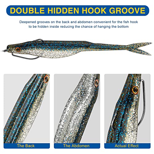 QualyQualy Soft Plastic Lures, Paddle Tail Split Tail Swimibaits for Bass Fishing, Jerkbaits Swim Baits for Trout Pike, 20/25/30 PCS